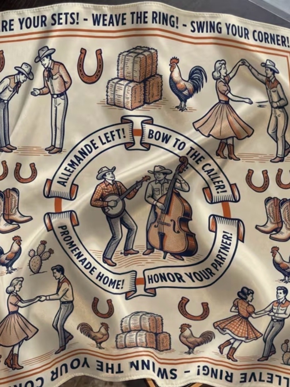 Western Dance Scarf with a Vintage Country Print